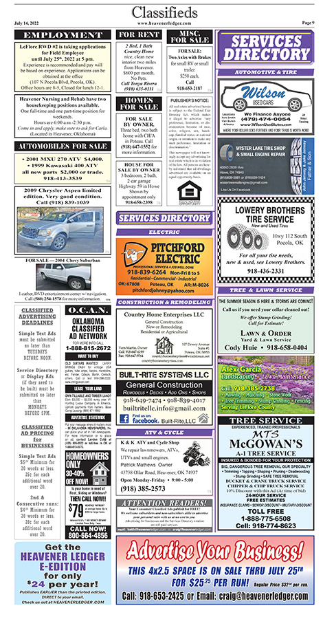 HL 7 14 2022 PAGE 9 CLASSIFIEDS