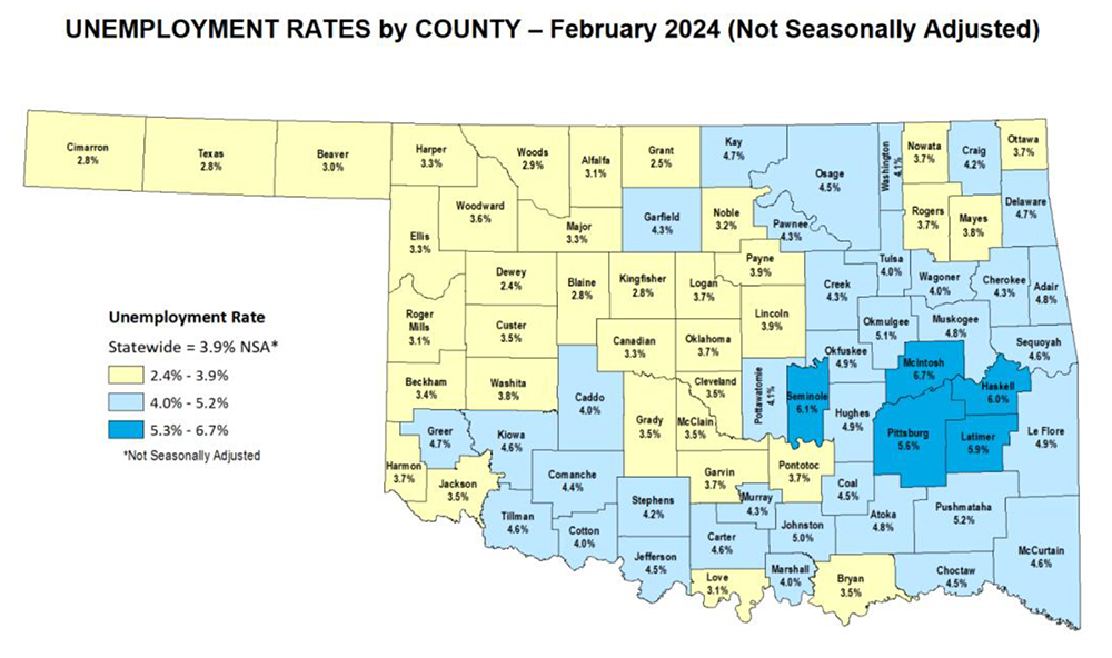 Jobless rates up for Oklahoma