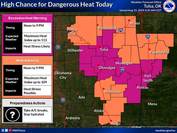 LeFlore County weather forecast 8-15-2024