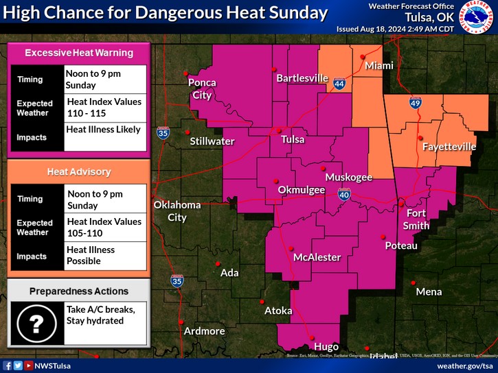 LeFlore County weather forecast 8-18-2024