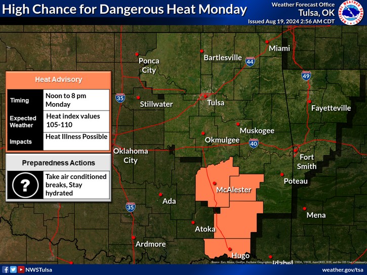 LeFlore County weather forecast 8-19-2024